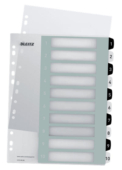 Leitz - Tab WOW A4+ 11 fori 1-10 PP bianco e nero