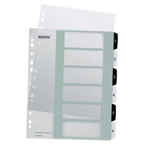 Leitz - Indice stampabile WOW, 6 schede, bianco e nero