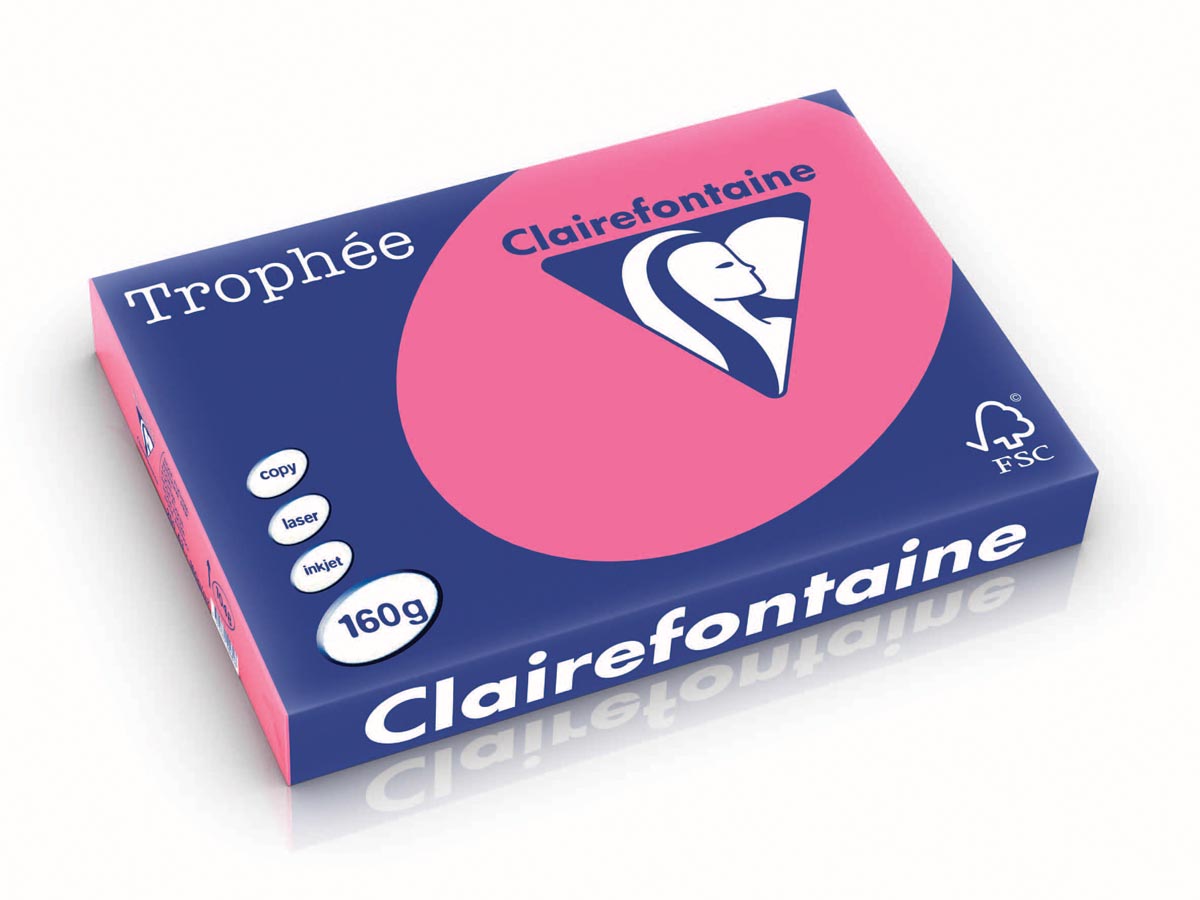 Clairefontaine - Trophée Intens, papier coloré, A3, 160 g, 250 feuilles, fuchsia