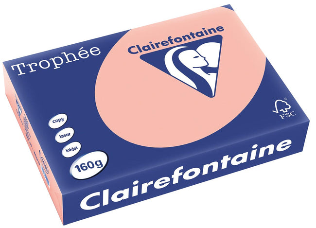 Clairefontaine - Trophée Tel, papier coloré, A4, 160 g, 250 feuilles, pêche