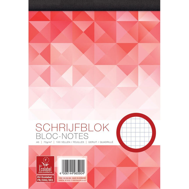Work -   schrijfblok, ft A5, 70 g/m², 100 vel, geruit 5 mm