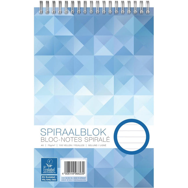 Work - bloc de notas en espiral, tamaño A5, 70 g, rayado, 200 páginas