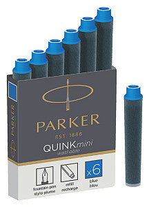 Parker - Mini de motifs d'encre de quink bleu, boîte avec 6 pièces