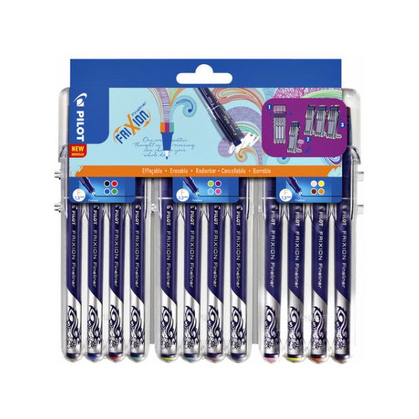 Pilot - fineliner Frixion, geassorteerde kleuren, set van 12 stuks