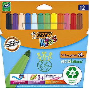Stylo de coloration Bic Kids Ecolutions Visacolor XL ass | 12 pièces