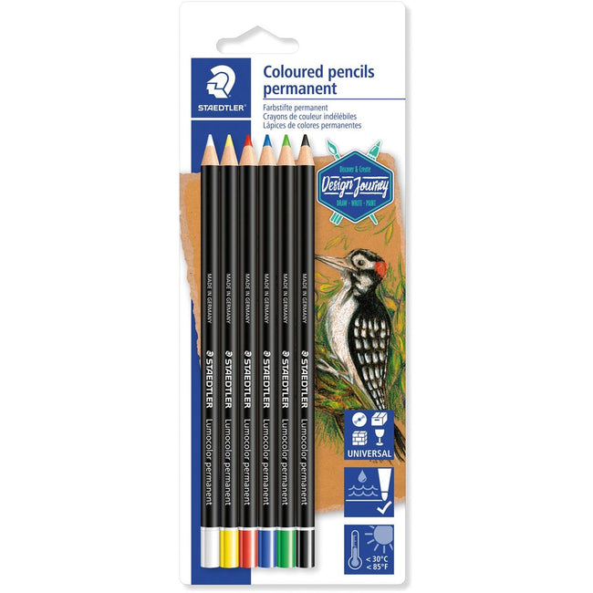 Staedtler - Matita colorata permanente Lumocolor, blister da 6 colori