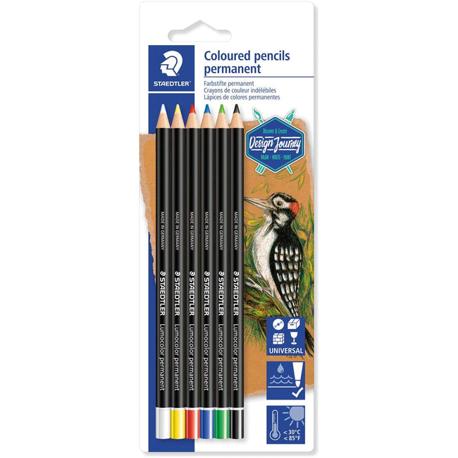 Staedtler - Lumocolor permanent kleurpotlood, blister van 6 kleuren