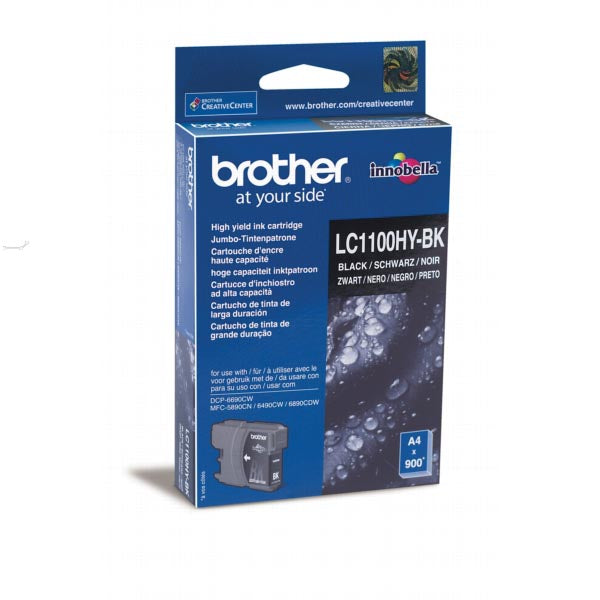 Brother - cartucho de tinta, 900 páginas, OEM LC-1100HYBK, negro