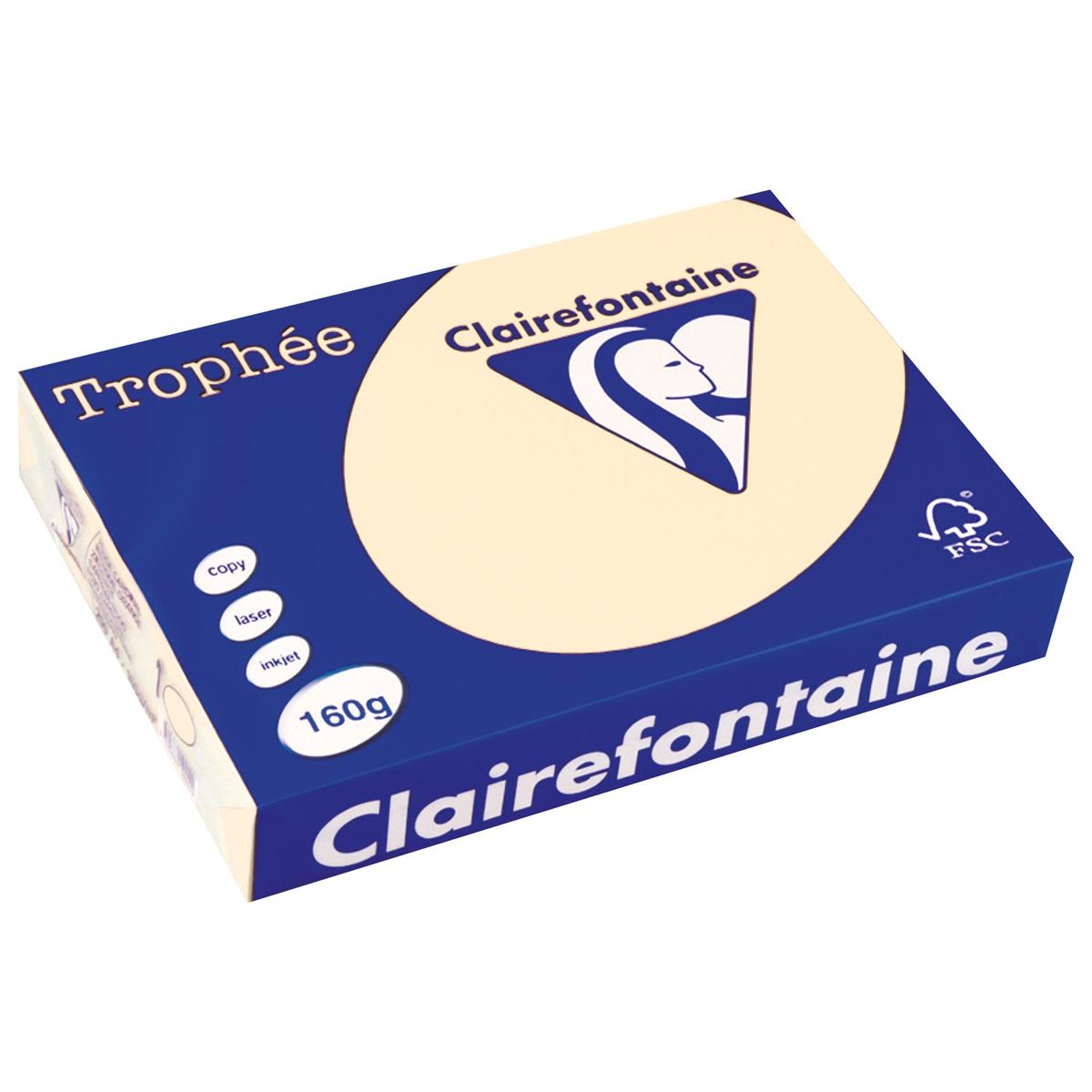 Clairefontaine - Trophée tel, gekleurd papier, A4, 160 g, 250 vel, crème