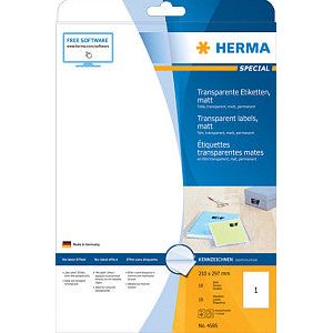 HERMA - Etiket herma 4585 210x297 weerbest 10st transp mat | Pak a 10 vel | 32 stuks