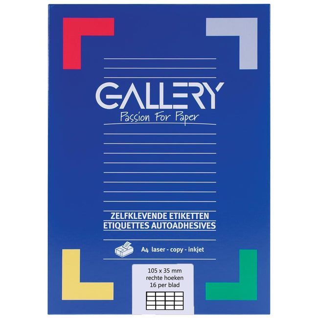 Gallery -   witte etiketten ft 105 x 35 mm (b x h), rechte hoeken, doos van 1.600 etiketten
