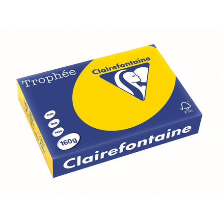 Clairefontaine - Trophée tel, papel de color, A4, 160 g, 250 hojas, amarillo dorado