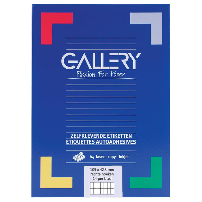Gallery -   witte etiketten ft 105 x 42,3 mm (b x h), rechte hoeken, doos van 1.400 etiketten