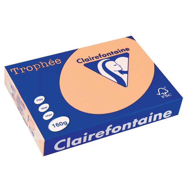 Clairefontaine - Trophée tel, papel de color, A4, 160 g, 250 hojas, salmón