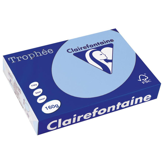 Clairefontaine - Trophée tel, gekleurd papier, A4, 160 g, 250 vel, helblauw