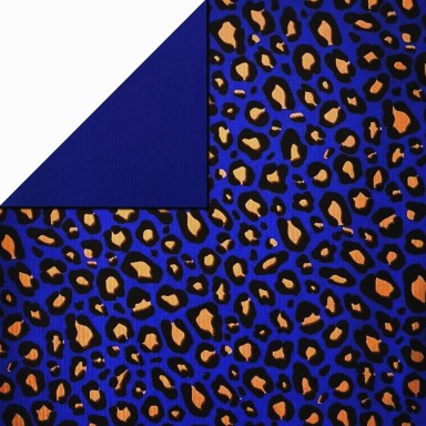 Klika - Cadeaupapier - Geschenkpapier - Leopard spots gold on blue ribbed 30 cm