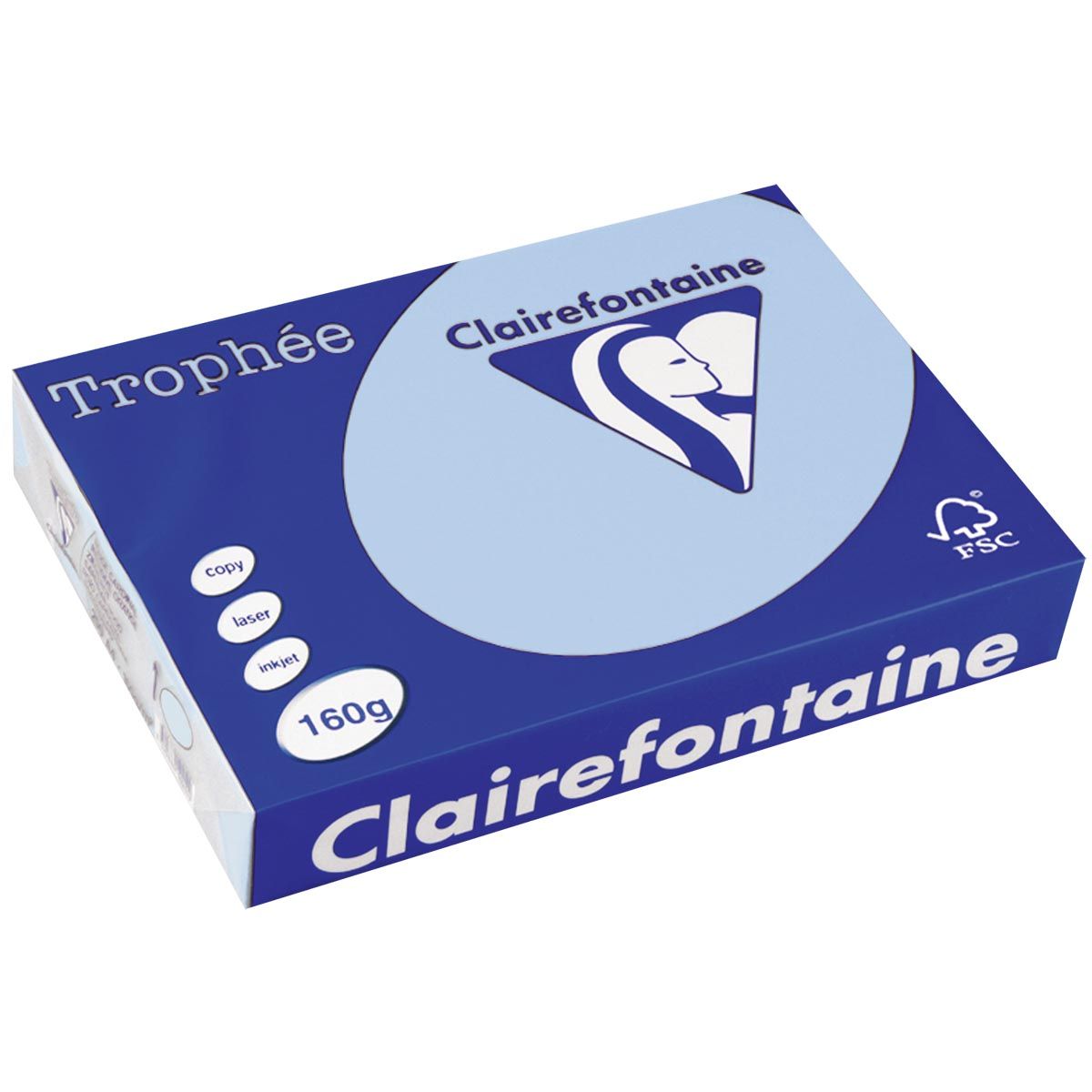Clairefontaine - Trophée tel, colored paper, A4, 160 g, 250 sheets, blue