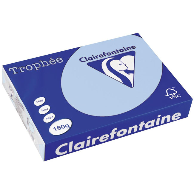 Clairefontaine - Trophée tel, carta colorata, A4, 160 g, 250 fogli, blu
