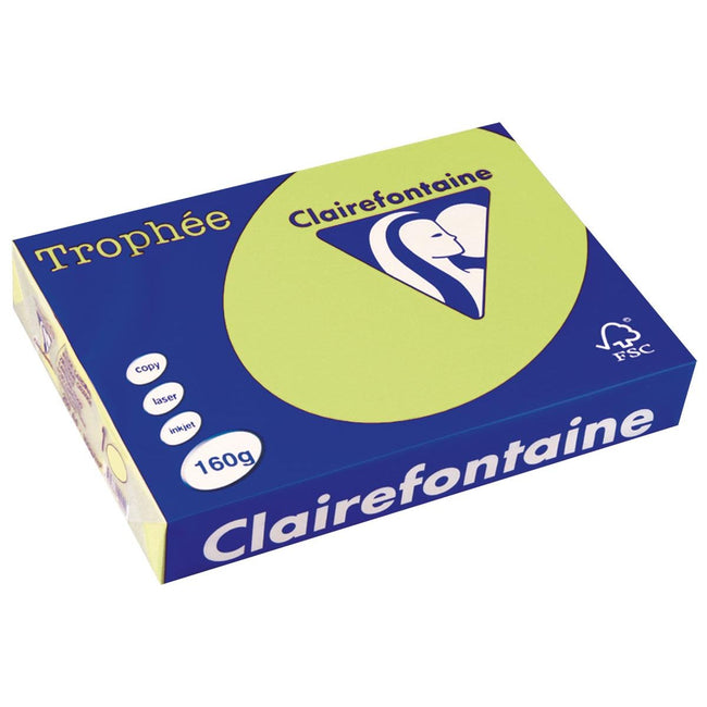 Clairefontaine - Trophée tel, papel de color, A4, 160 g, 250 hojas, verde golf