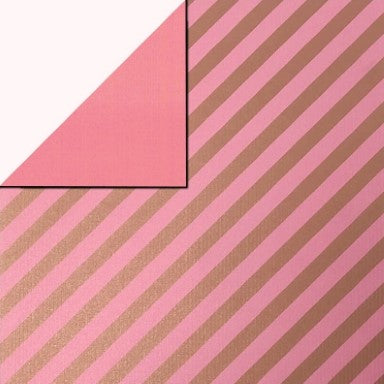 Klika - Geschenkpapier Geschenkpapier Goldstreifen über rosa gerippt 30 cm