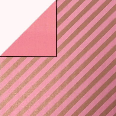 Klika - Cadeaupapier - Geschenkpapier - Gold stripe over pink ribbed 50 cm