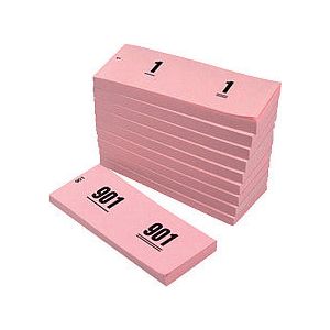 Office - Nummerblok 42x105mm nummering 1-1000 roze 10stuk | 10 stuks