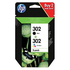 HP - Inktcartridge 302, 165190 pagina's, OEM X4D37AE, 1 x zwart en 1 x 3 kleuren