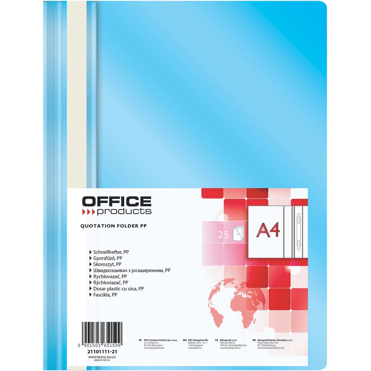 Prodotti OFFICE - cartella a fissaggio rapido, azzurro
