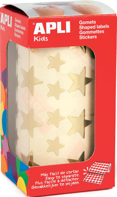 Apli Kids - Adesivi per bambini su rotolo, stella, 2360 pezzi, oro metallizzato