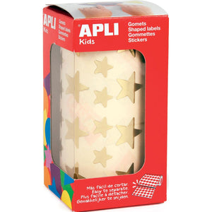 Apli Kids - Pegatinas infantiles en rollo, estrella, 2360 piezas, dorado metalizado