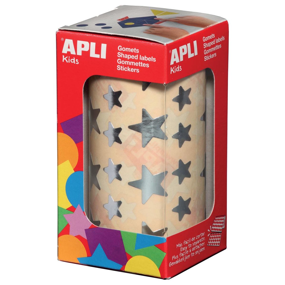 Apli Kids - Kids stickers op rol, ster, 2360 stuks, metallic zilver