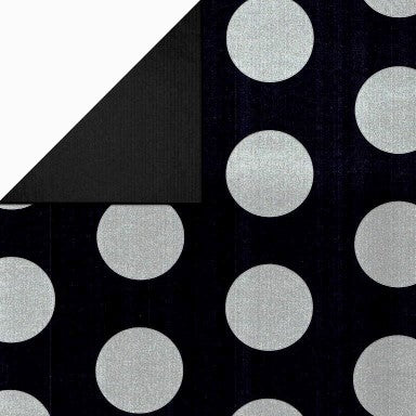 Klika - Cadeaupapier - Geschenkpapier - Silver circles in black ribbed 30 cm