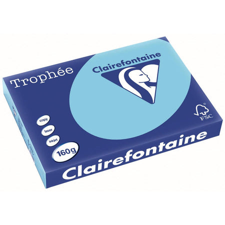Clairefontaine - Trophée tel, carta colorata, A3, 160 g, 250 fogli, blu brillante