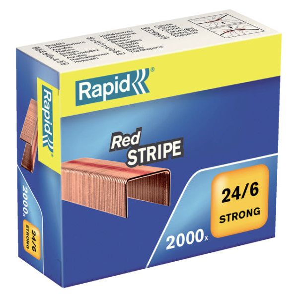 Rapid - Nieten 24/6 verkoperd red stripe 2000st | 5 stuks