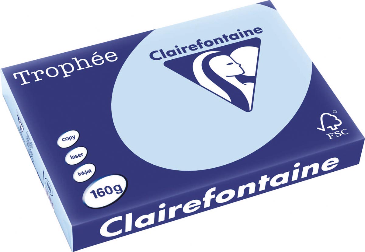 Clairefontaine - Trophée tel, carta colorata, A3, 160 g, 250 fogli, blu