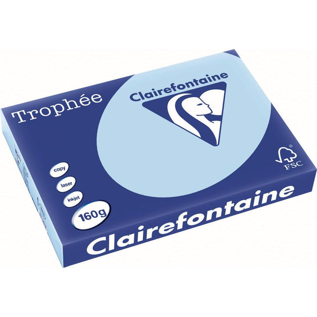 Clairefontaine - Trophée Tél, papier coloré, A3, 160 g, 250 feuilles, bleu