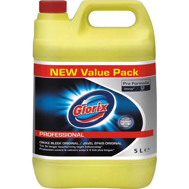 Glorix - Pro Formula detergente per WC con candeggina densa Original con cloro, flacone da 5 l