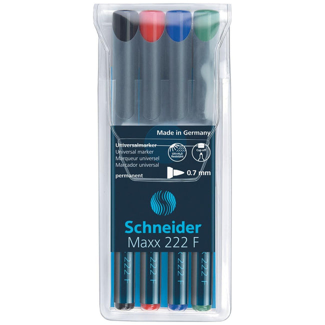 Schneider - permanent marker Maxx 222, etui van 4 stuks in geassorteerde kleuren