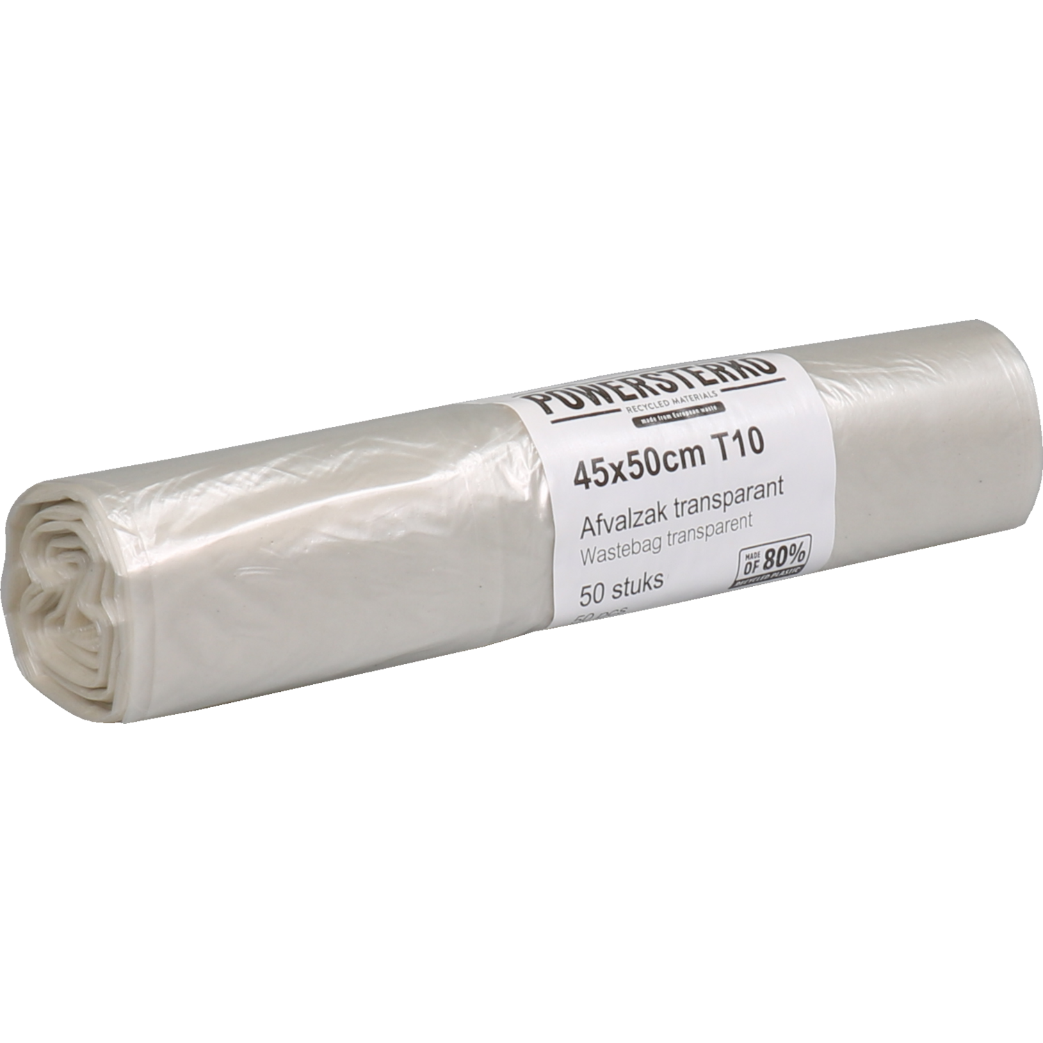 PowerSterko - Waste bag | Recycled LDPE | 45x50cm | T10 | transparent | 2500 pieces