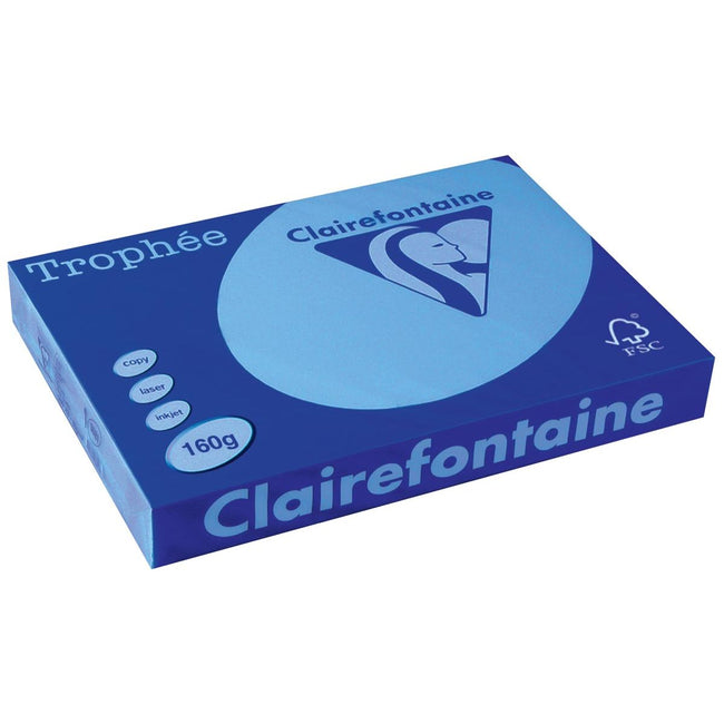 Clairefontaine -  Trophée Intens, gekleurd papier, A3, 160 g, 250 vel, koningsblauw