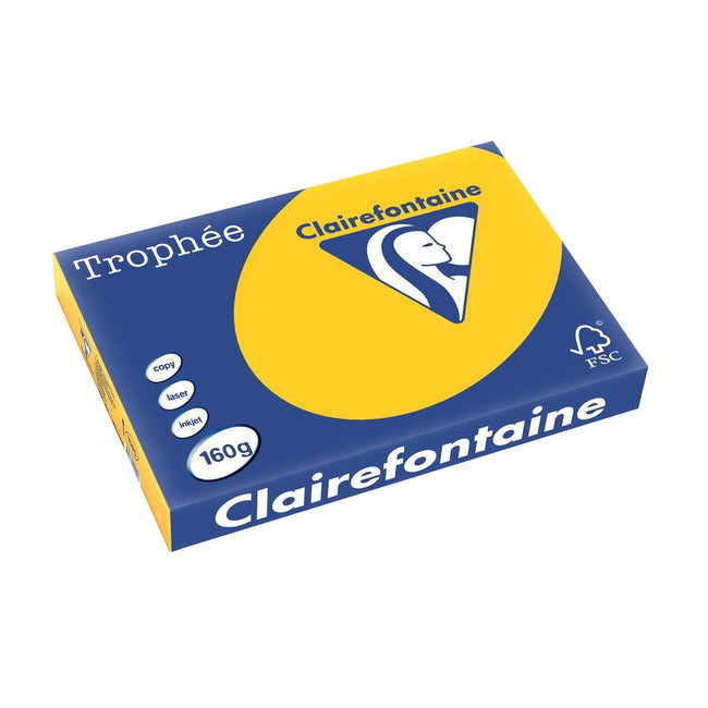 Clairefontaine -  Trophée Intens, gekleurd papier, A3, 160 g, 250 vel, zonnebloemgeel