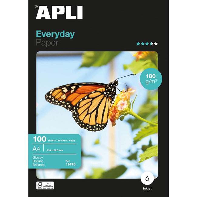 Apli - fotopapier Everyday ft A4, 180 g, pak van 100 vel