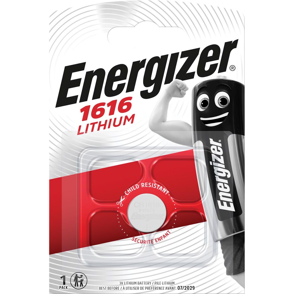 Energizer - pila a bottone CR1616, in blister