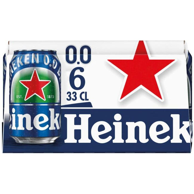 Heineken - bier, alcoholvrij, blik van 33 cl, pak van 6 stuks