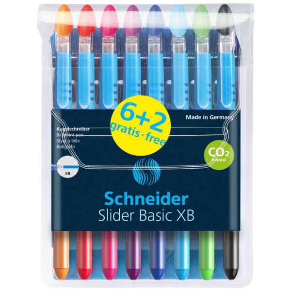 Ballpen Schneider Slider Basic extra large gamme de cas à 6 + 2 gratuitement