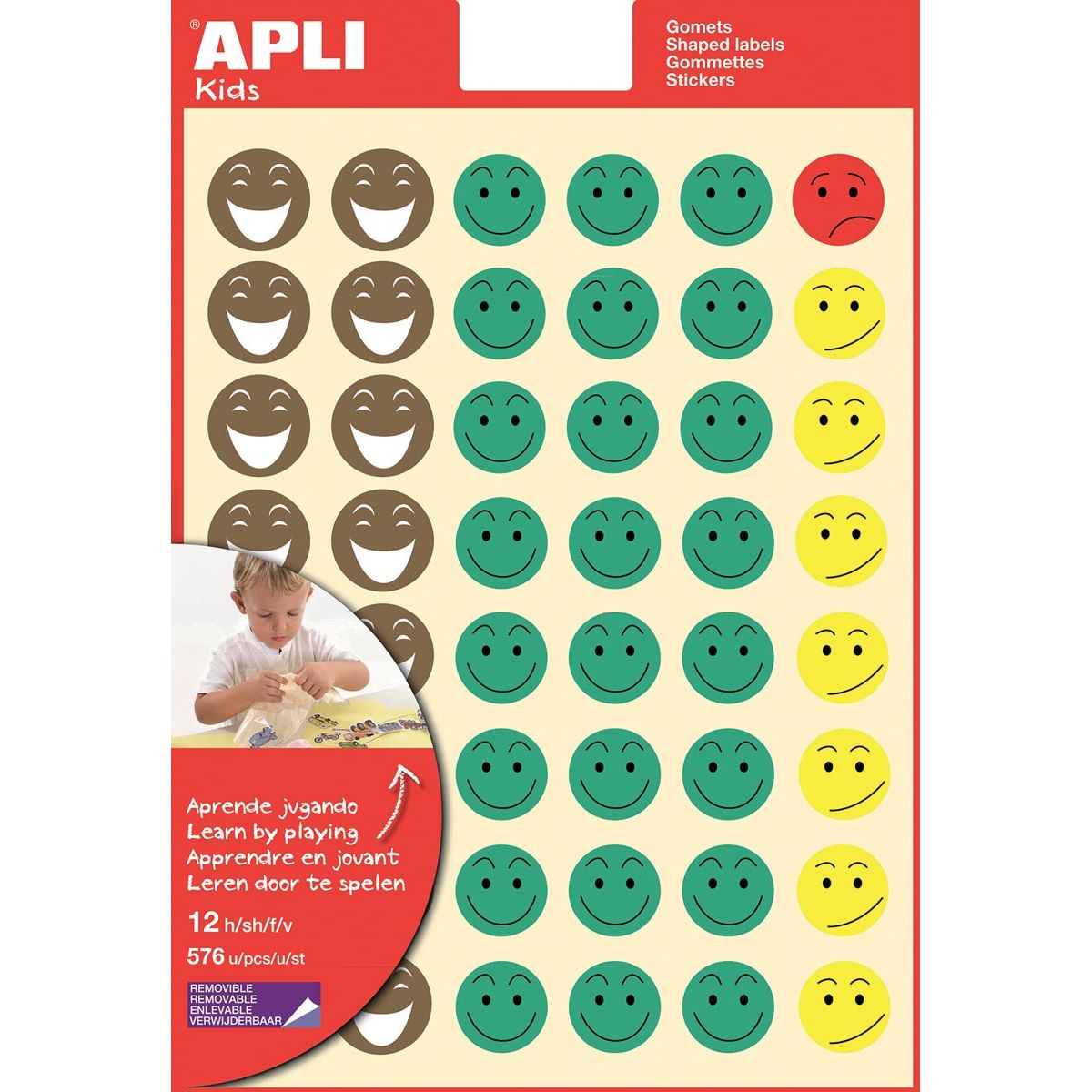 Apli Kids - Pegatinas premio infantil Happy Smile, blister con 576 pegatinas