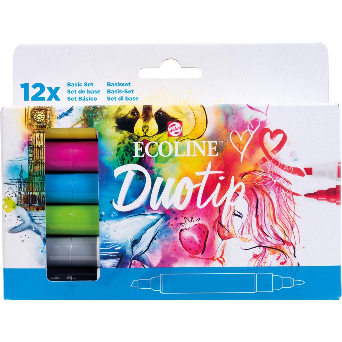 Talens -  Ecoline Duotip Brush pen, etui van 12 stuks, basis
