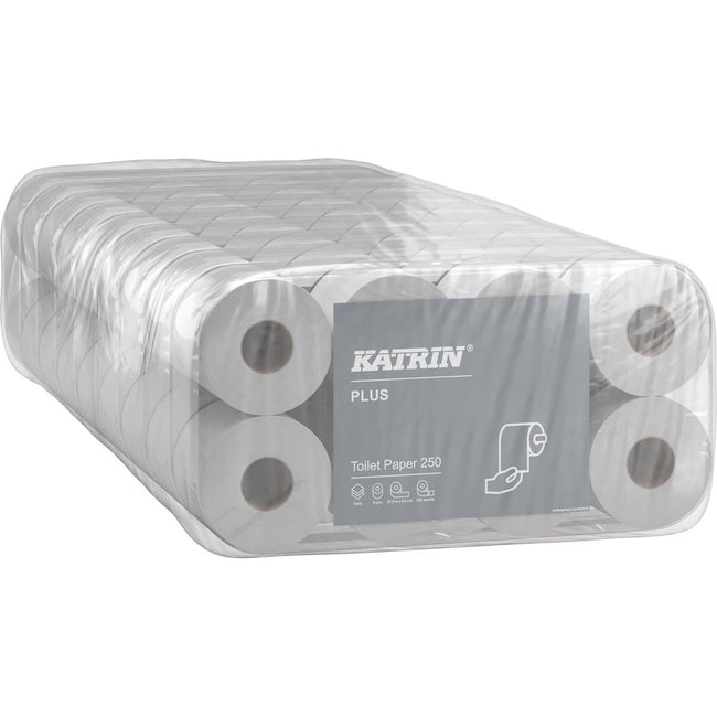 Katrin - Plus papel higiénico Suave, 3 capas, 250 hojas por rollo, paquete de 8 rollos