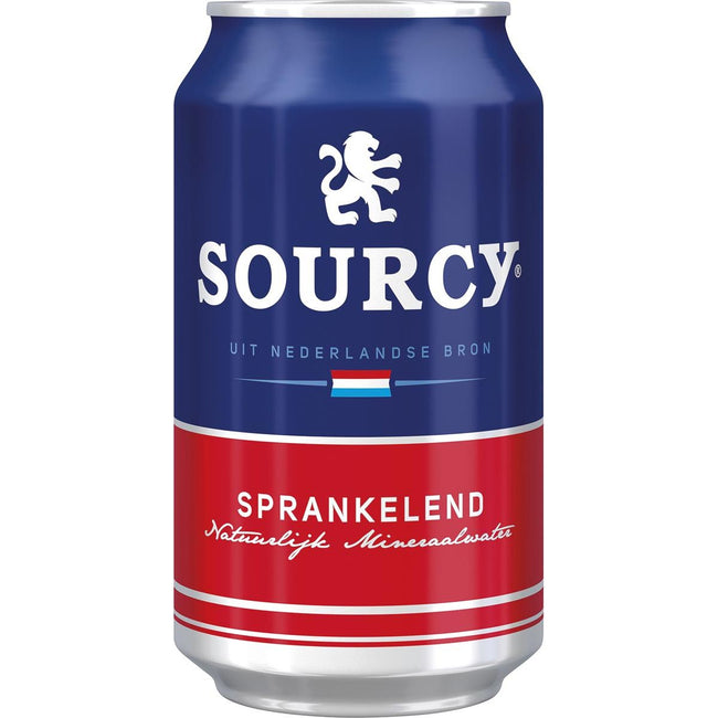 Sourcy - mineraalwater, licht bruisend, blik van 33 cl, pak van 24 stuks, rood