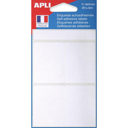 Agipa - etichette bianche in astuccio ft 38 x 50 mm (l x h), 28 pezzi, 4 per foglio
